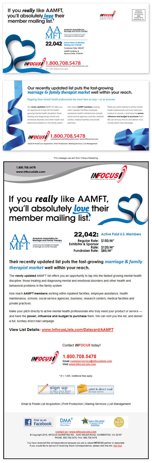 Postcard and HTML Email Design for AAMFT